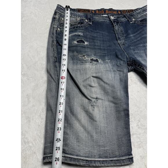 Rock Revival Pierre Distressed Denim Shorts Size 44 Men’s Y2K Revival Grunge - Picture 10 of 12
